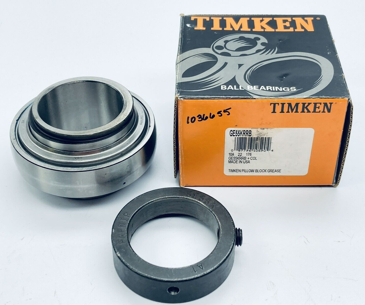 TIMKEN GE55KRRB BALL INSERT BEARING W/ ECCENTRIC LOCKING COLLAR 55mm-ID 100mm-OD