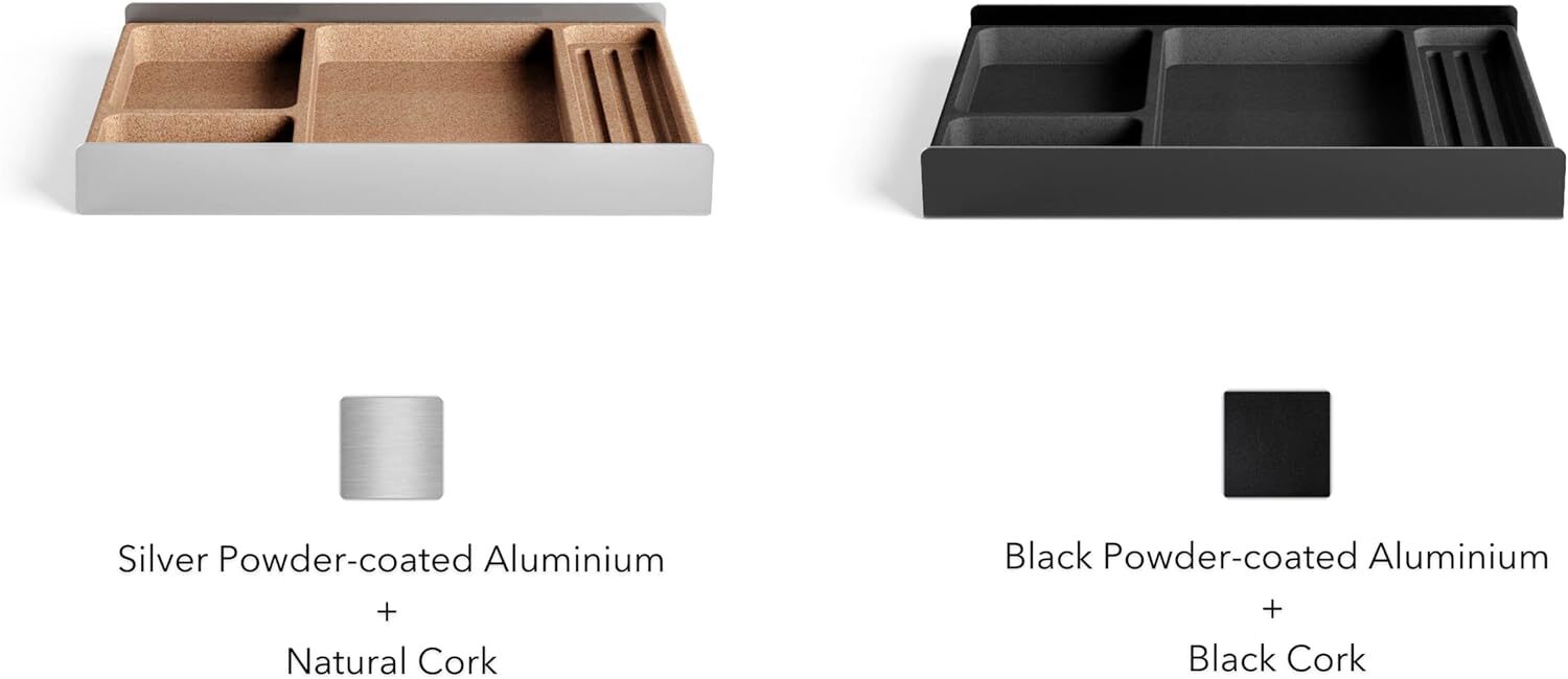 Raico Desk Tray Organiser Drawer with Compartments Cork & Aluminium Light