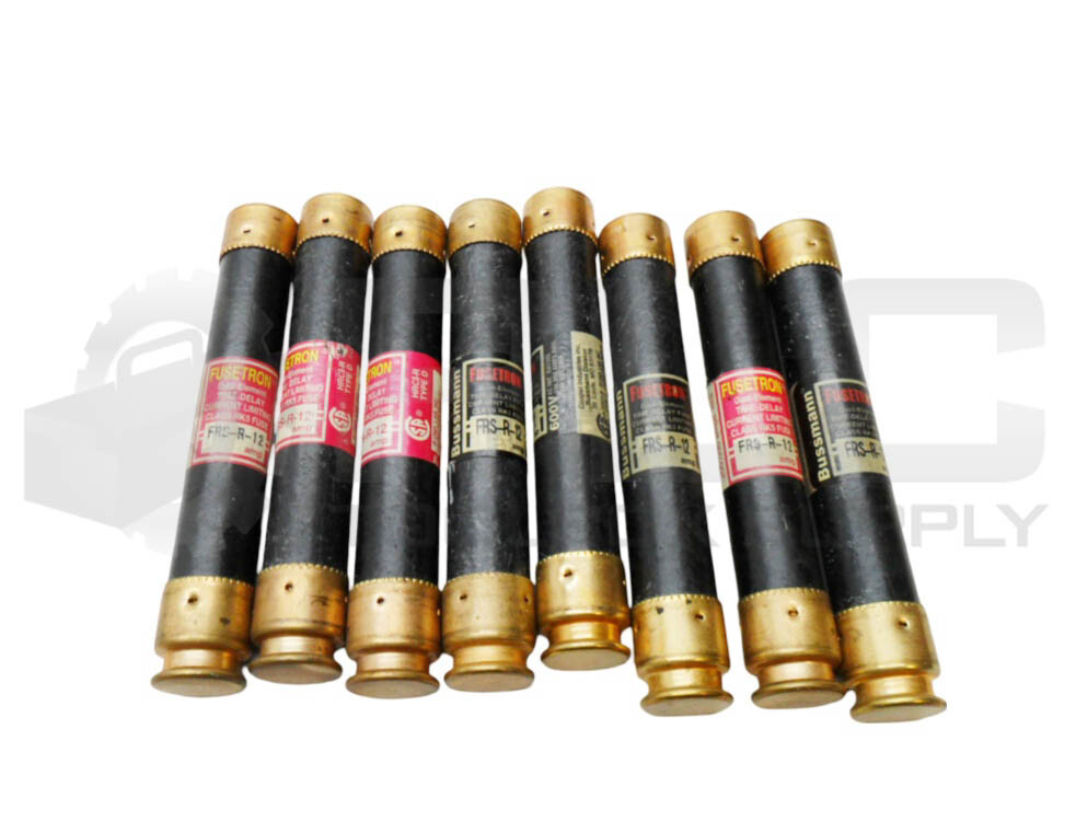 LOT OF 8 BUSSMANN FRS-R-12 DUAL ELEMENT FUSE 12A 600VAC