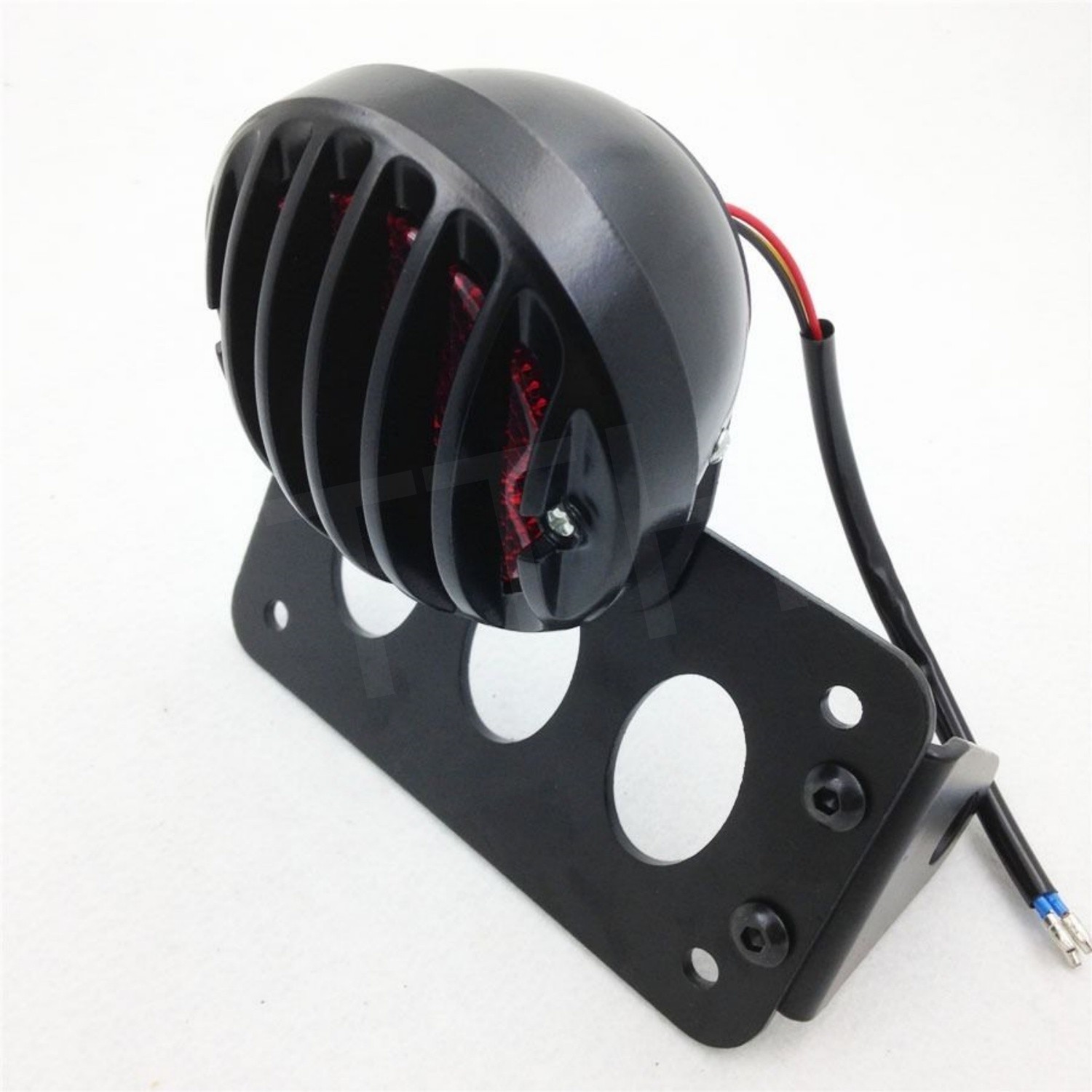 Black Side Mount Tag License Plate Holder Bracket LED Tail Light Brake Light