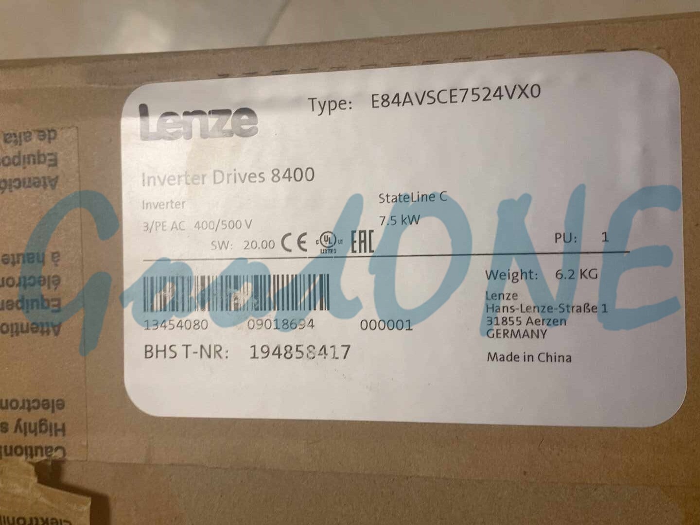 1PC New Lenze Frequency Converter E84AVSCE7524VX0 7.5KW