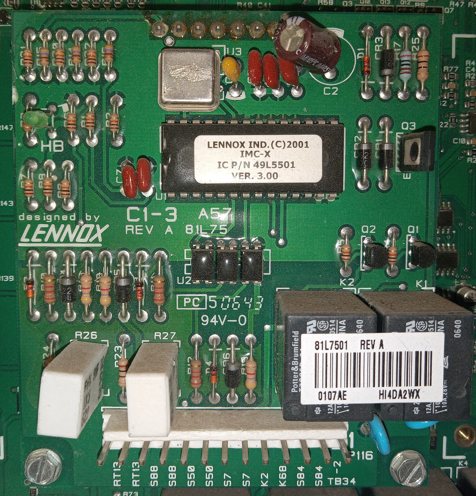 1 USED LENNOX M1-7 70M2101 EM1-1 91J89 C1-3 A57 81L75 CONTROL BOARD *MAKE OFFER*