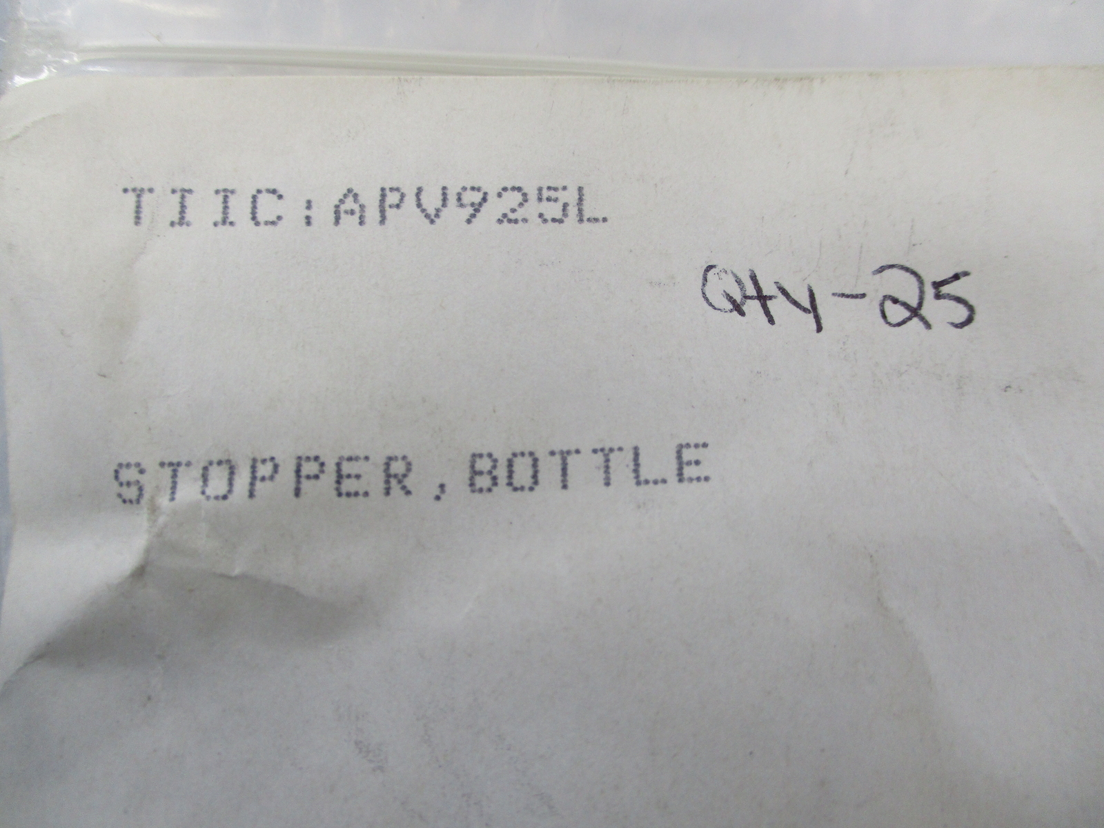 INDUSTRIAL SPARE APV925L STOPPER BOTTLE QTY OF 25 NSNP