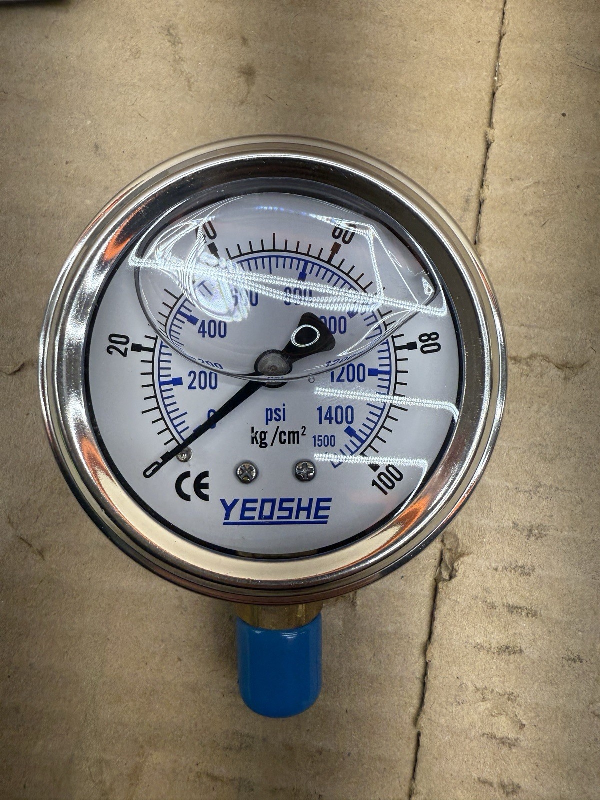 Genuine Yeoshe 1500PSI/100KG/cm2 Liquid Filled Pressure Gauge 1/4″PT Connection