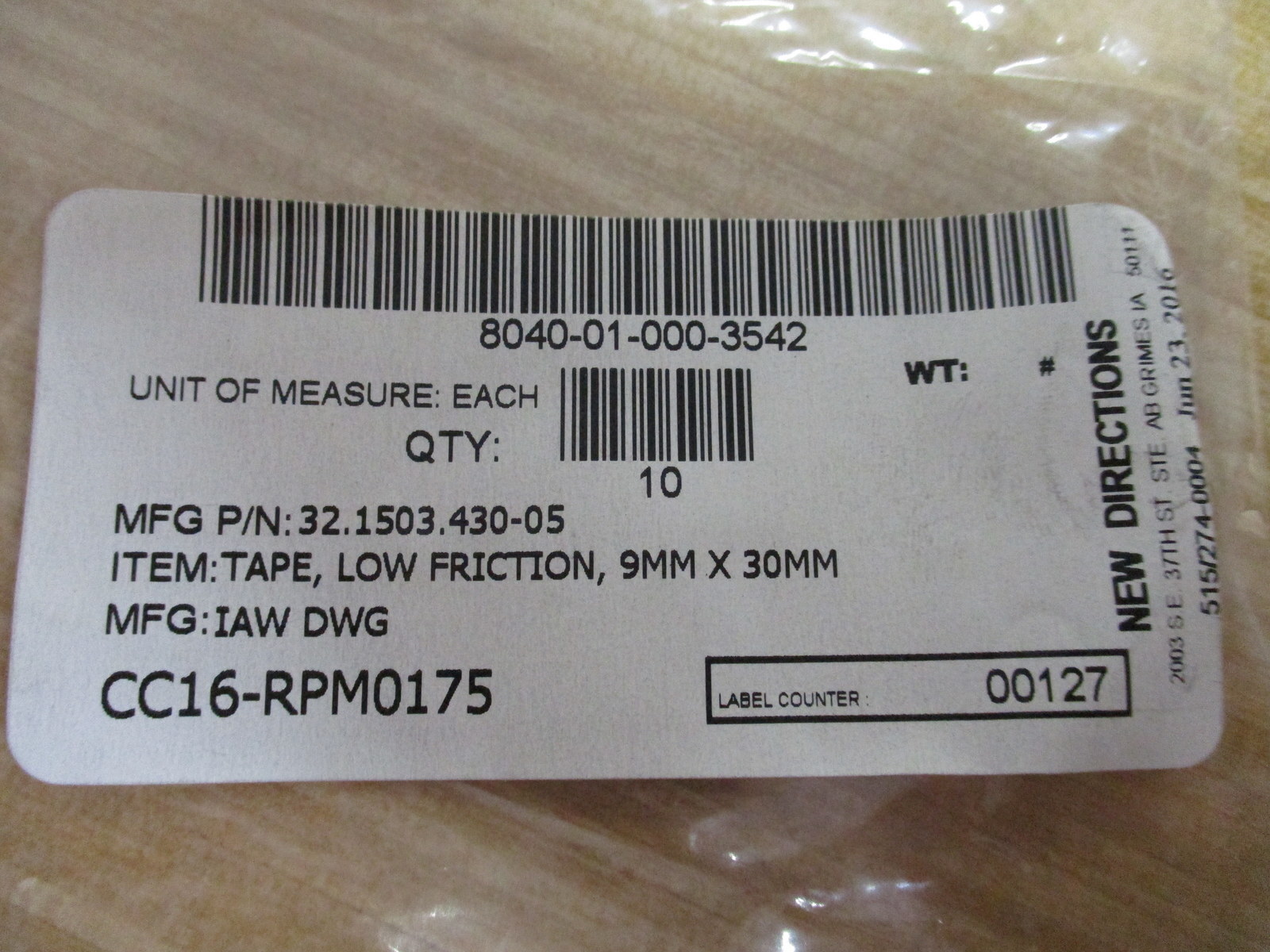 New Directions 32.1503.430-05 Low Friction Tape (Pack of 5)