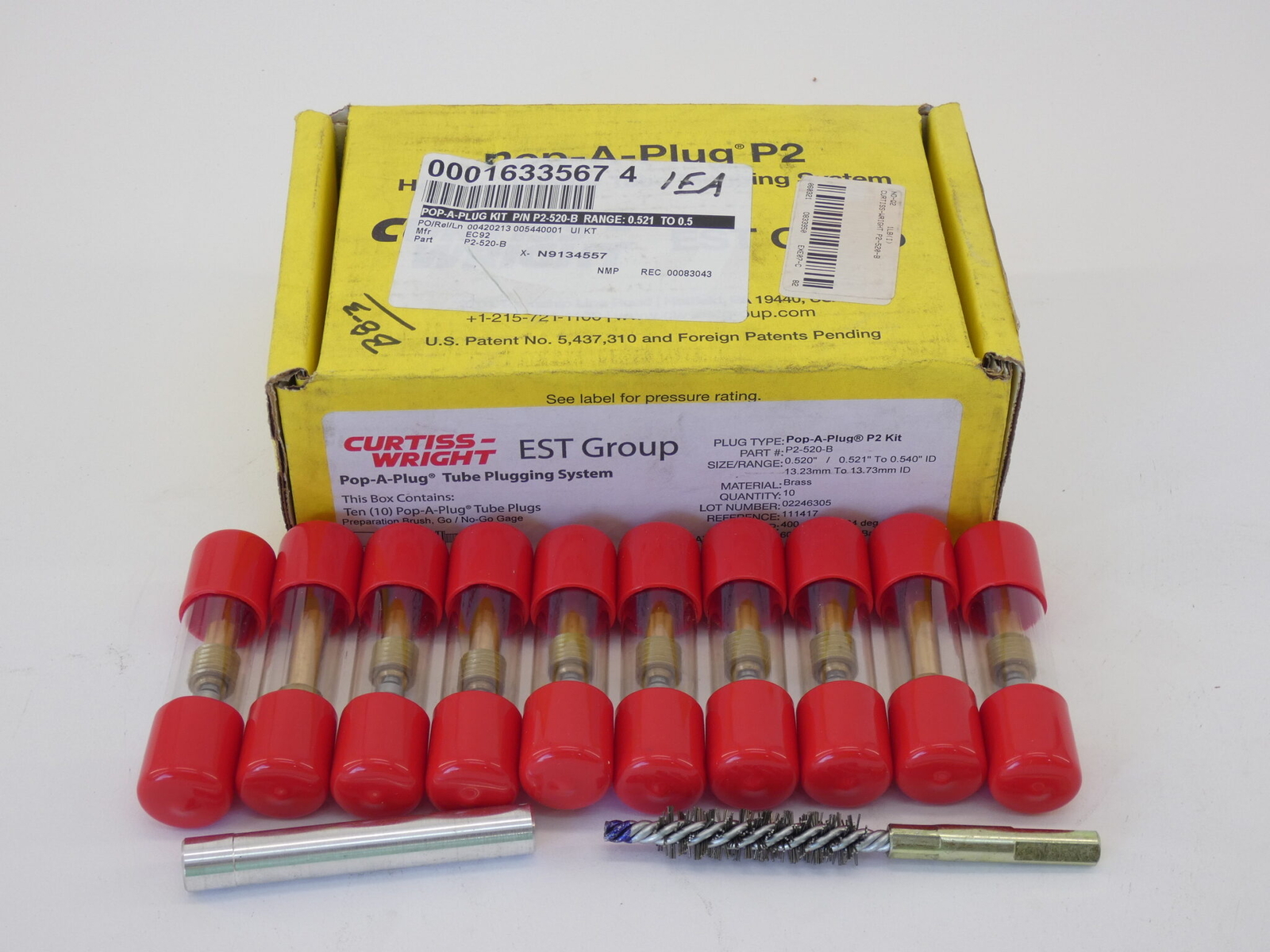 *Pack of 10* Curtiss-Wright P2-520-B Brass Pop-A-Plug Kit P2 Range: 0.521-0.5…