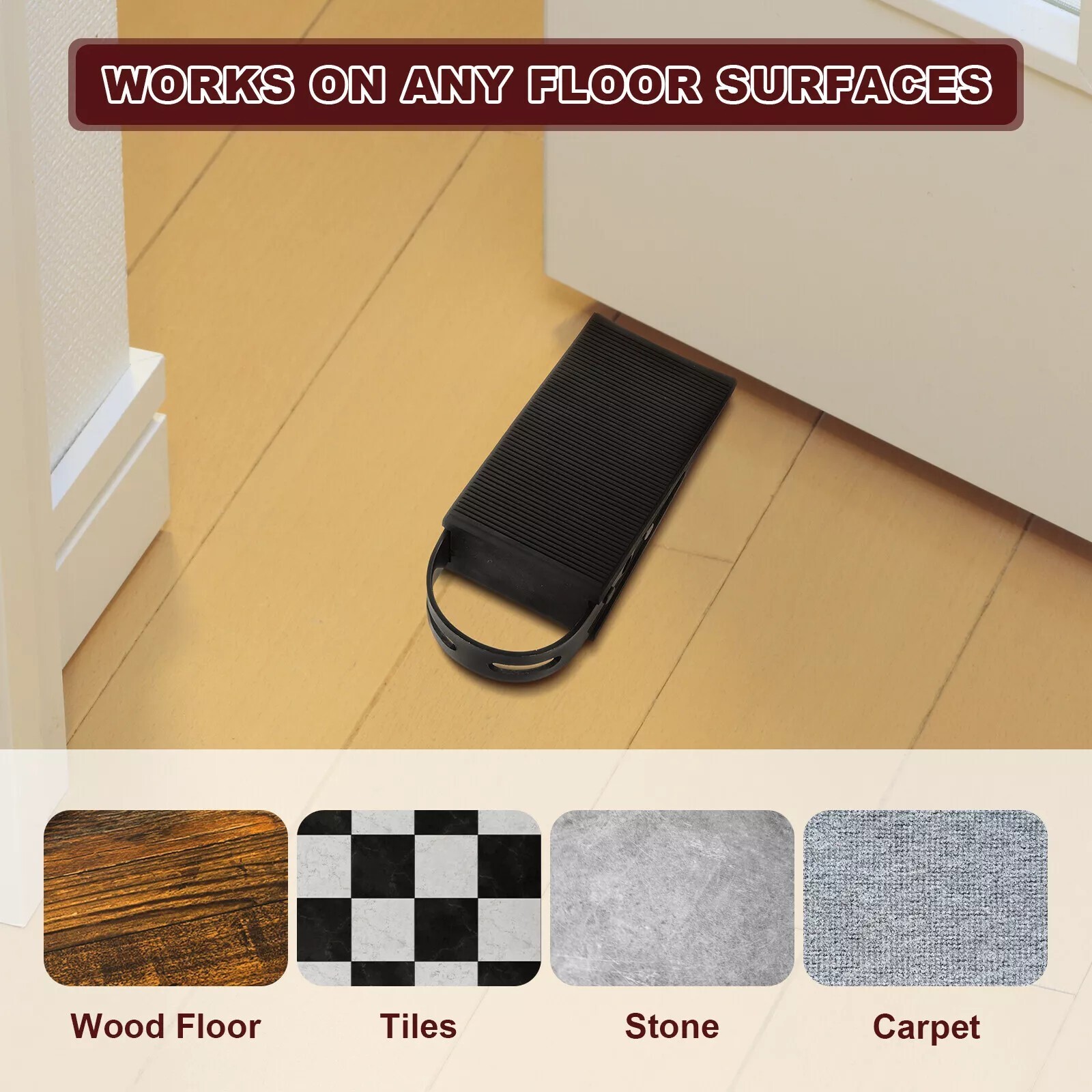 33mm Door Stopper for Bottom Door Stop Wedge Non-Slip, Stainless Steel