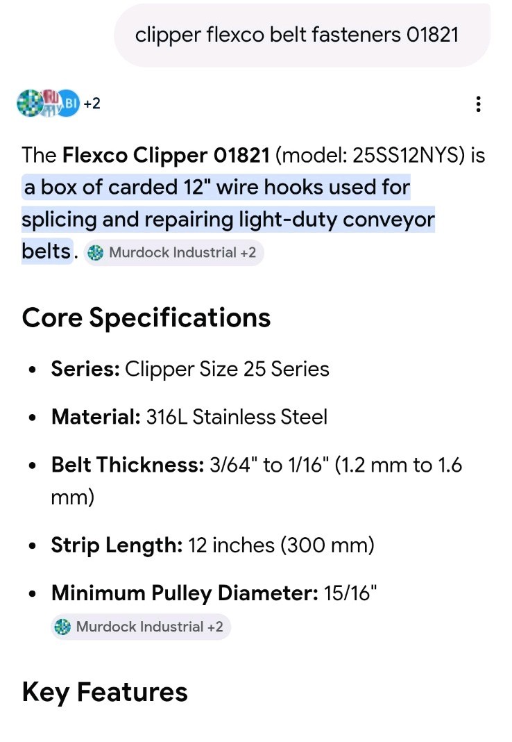 Flexco 25SS12NYS Clipper Size 25 12″ Carded Wire Hooks w/ Pins 316 SS Box/12