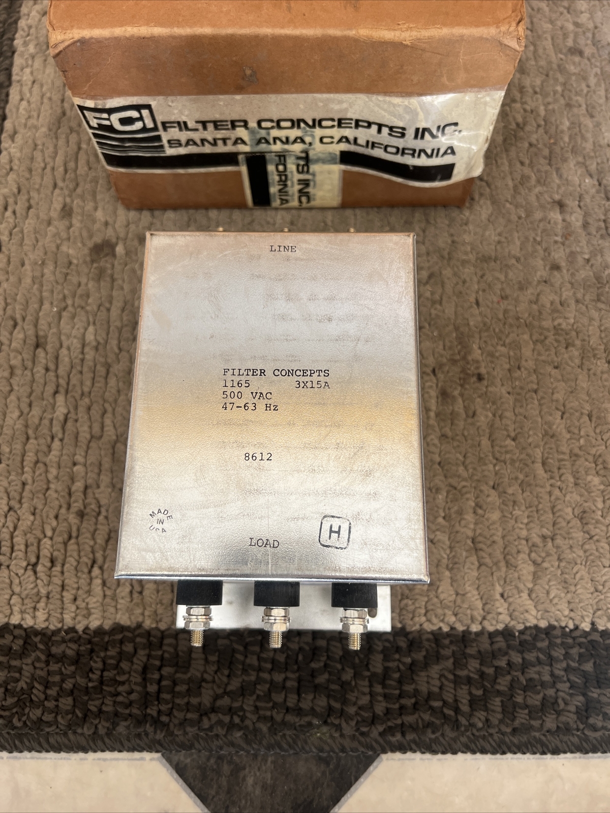 Filter Concepts 1165 EMI Line Filter 500 VAC 3x15A 47-63 HZ New in Box.
