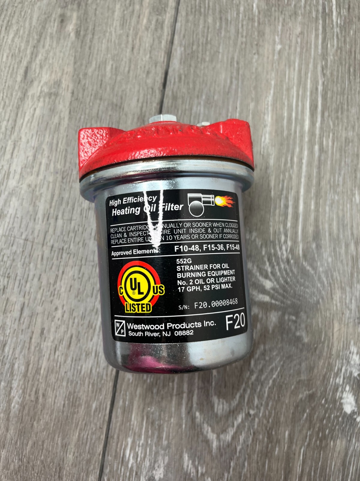 Westwood F20 F-20 Oil Filter Cast Iron Top Pure-Oil Element, Beatup Box