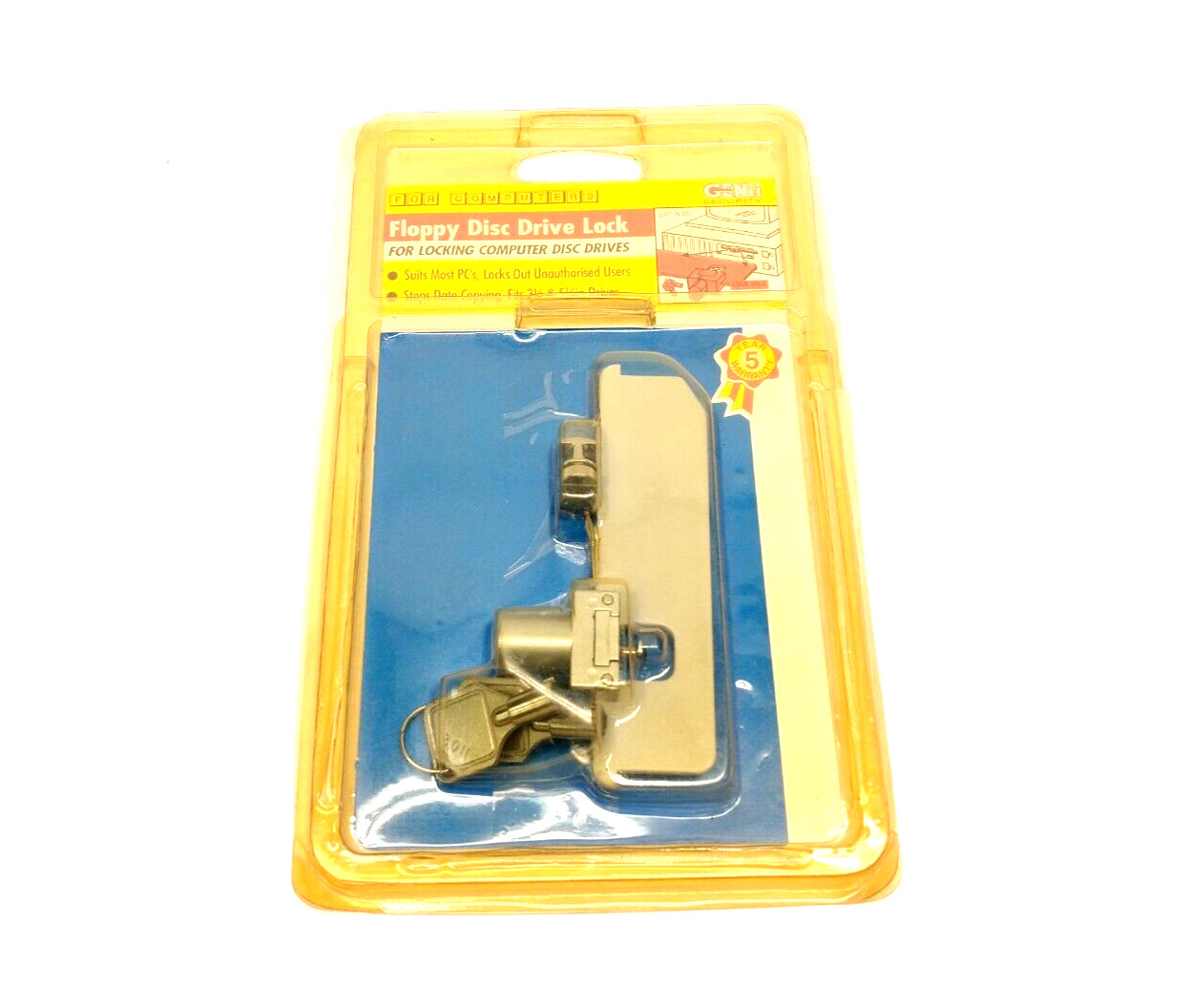 GENii Security H55085 Floppy Disc Drive Lock, Fits 3-1/2″ & 5-1/4″ Drives