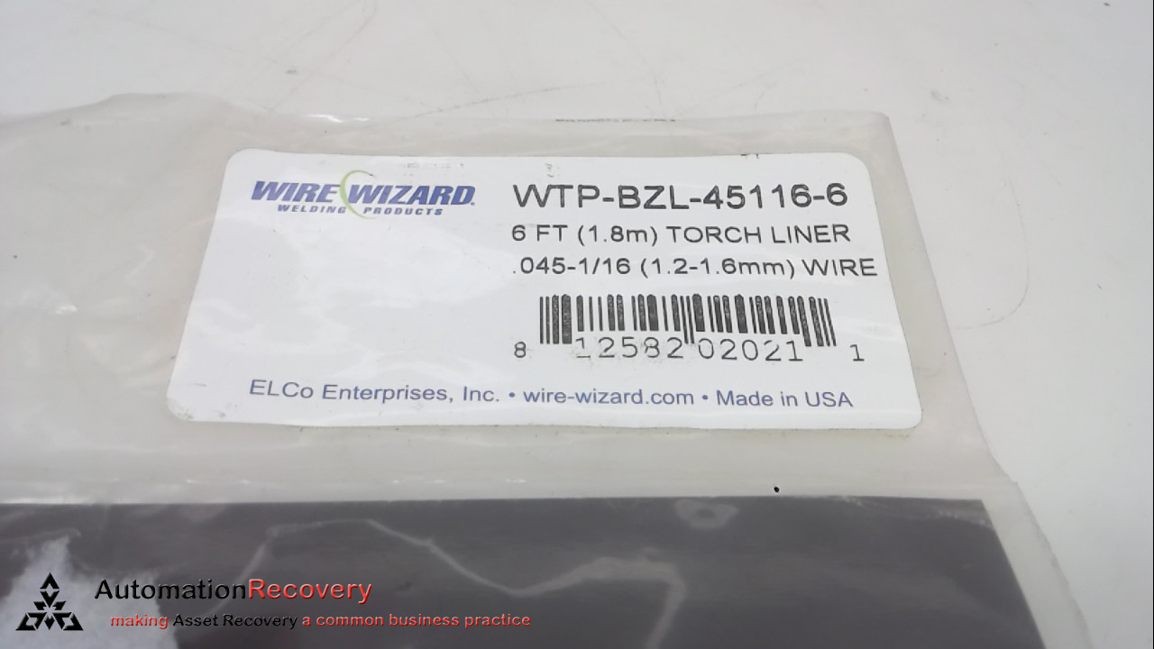 WIRE WIZARD WTP-BZL-45116-6 TORCH LINER, FOR BERNARD MIG GUNS,, NEW #261432