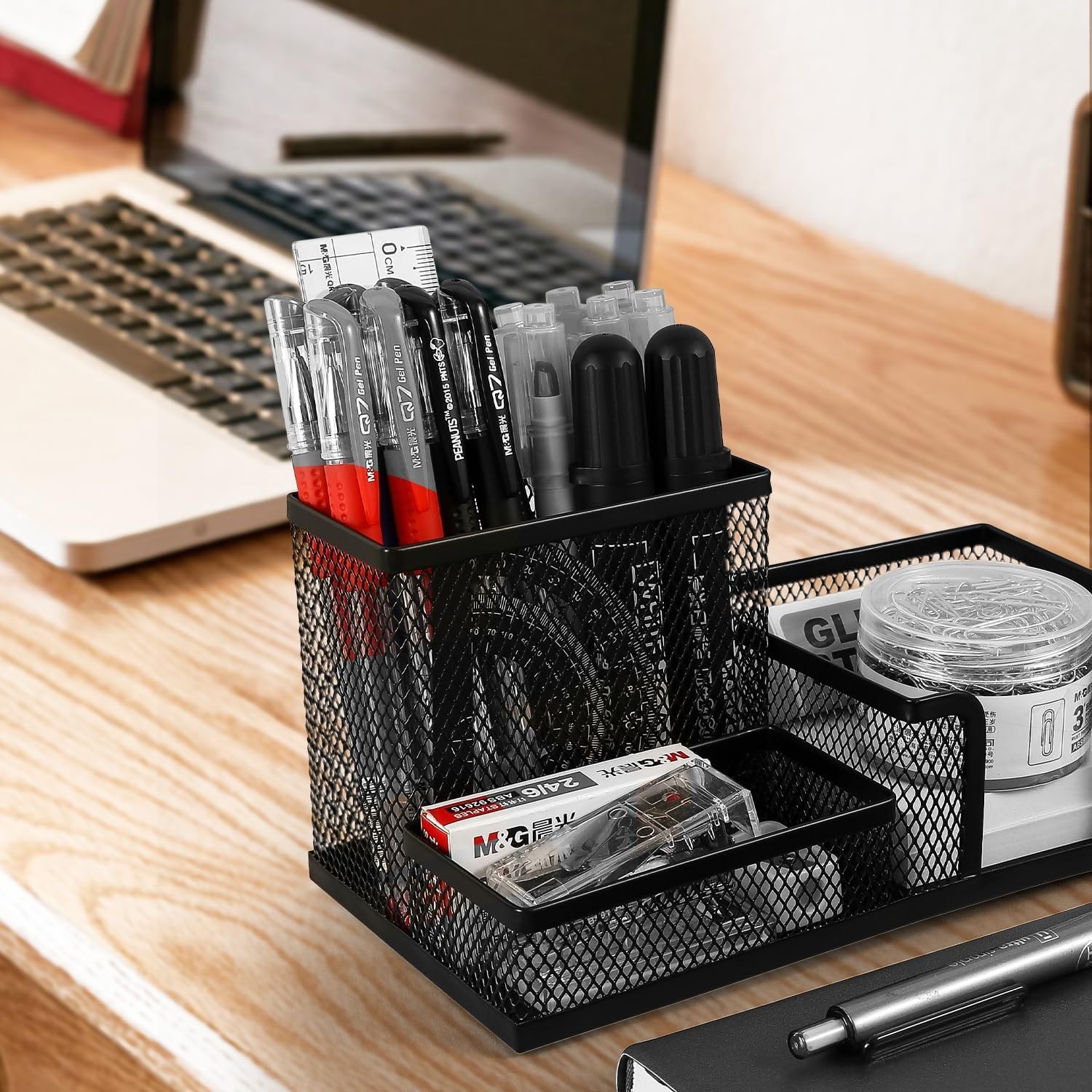 M&G Mesh Pen Holder Desk Organizers Pencil for Black, 3 Black