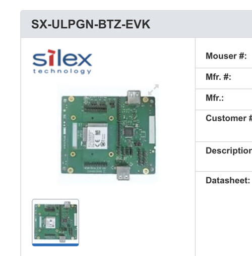 Mouser Electronics 702-SX-ULPGN-BTZ-EVK Evaluation kit