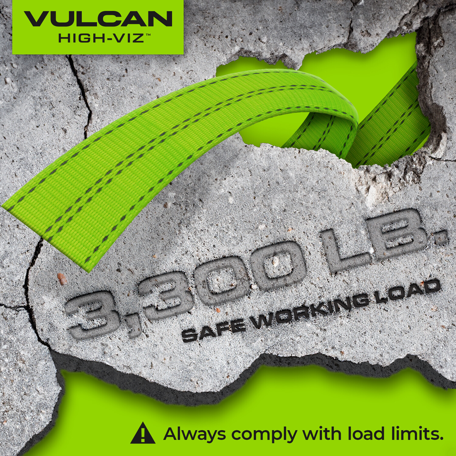 VULCAN High-Viz Reflective Axle Strap Tie Down Kit – Snap Hook Ratchet Straps