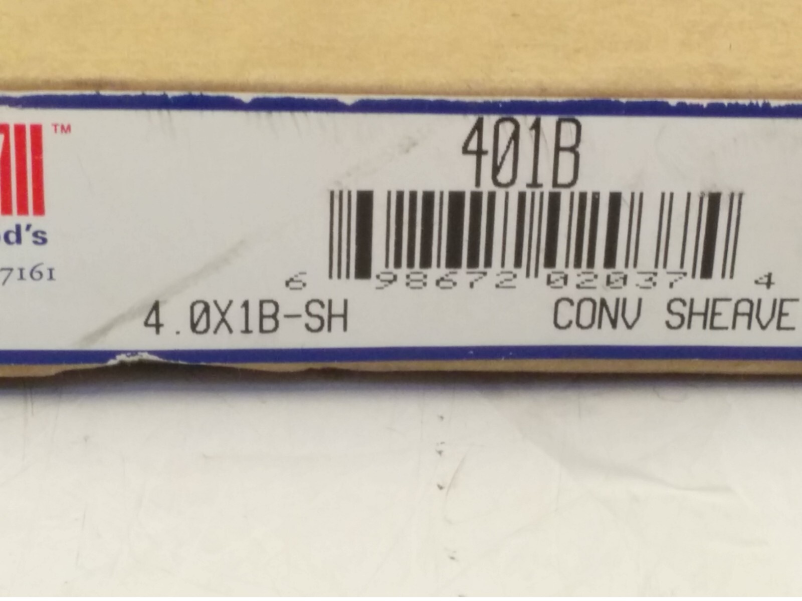TB WOOD’S 401B SHEAVE, 4.0 x 1B-SH, NIB