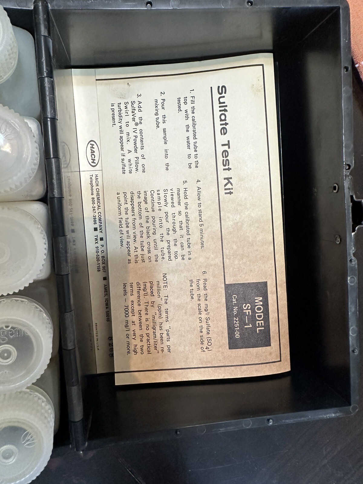 HACH SF-1 SULFATE TEST KIT Vintage