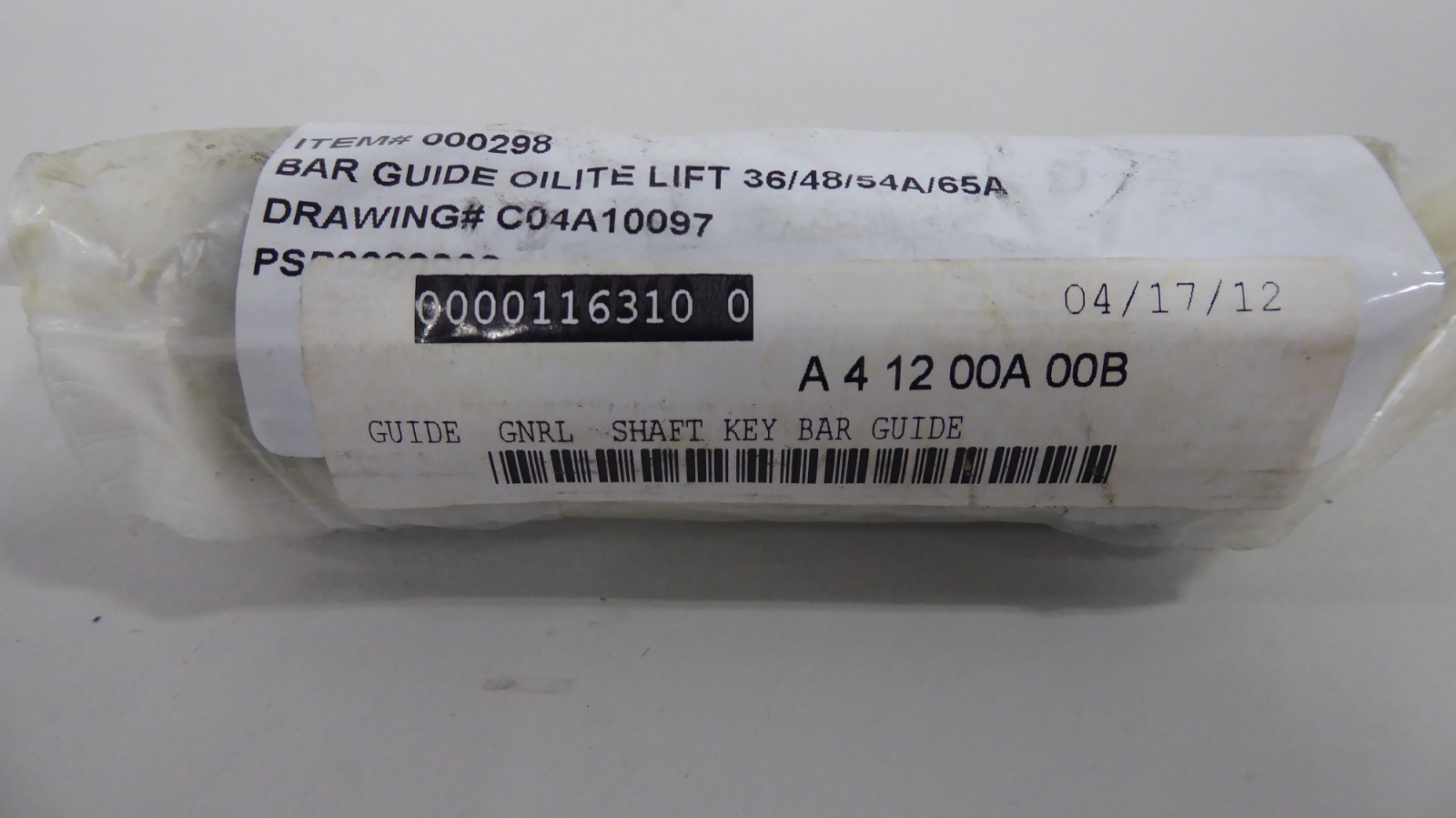 Oilite C04A10097 Bar Guide Lift 36/48/S4A/65A 000298 4″ x 1-1/2″