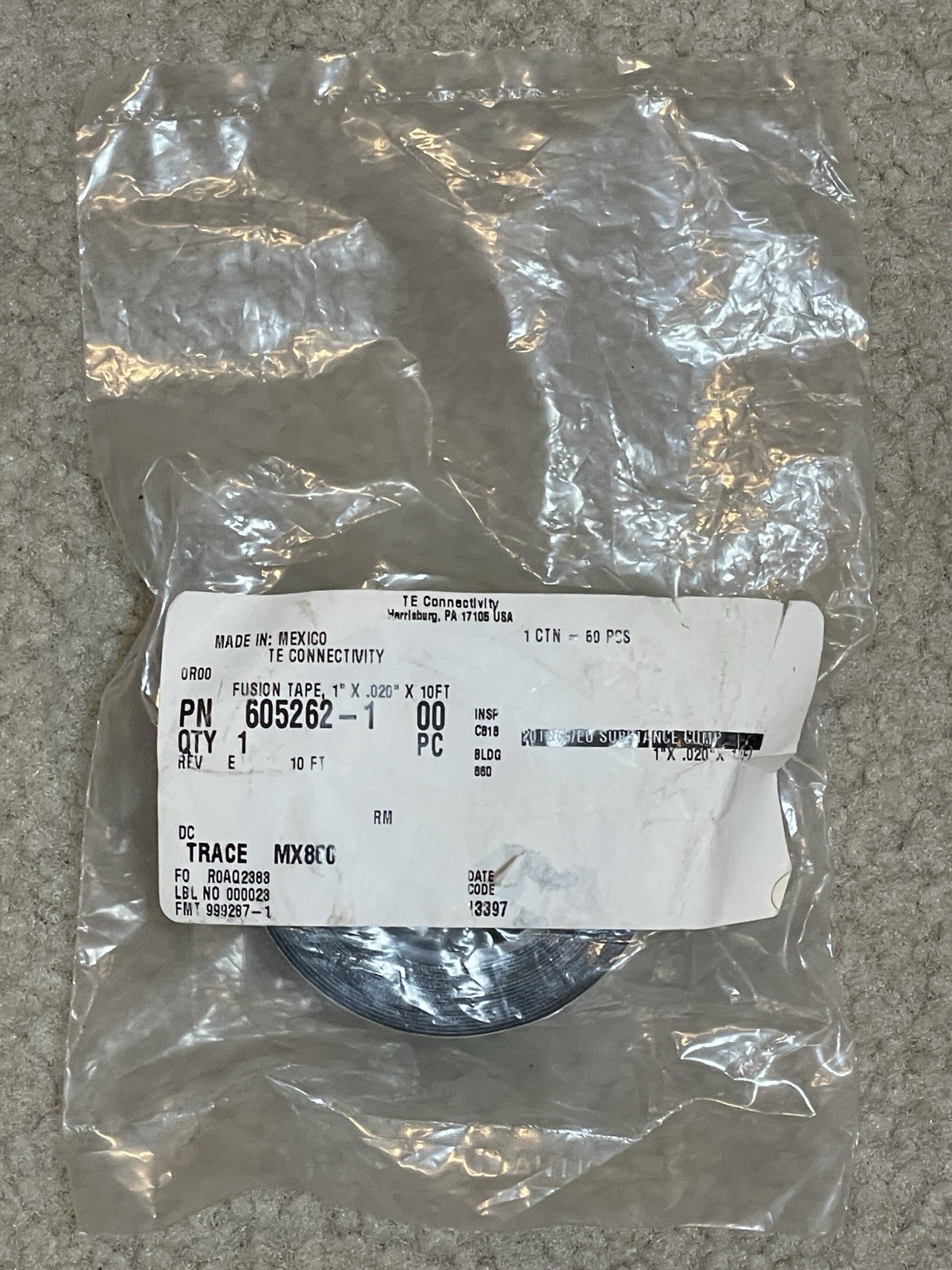 TE Connectivity 605262-1 Fusion Tape 1″ x .020 x 10FT New Surplus