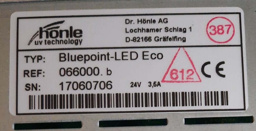 Honle Bluepoint-LED Eco. UV Adhesive Light Curing Controller.