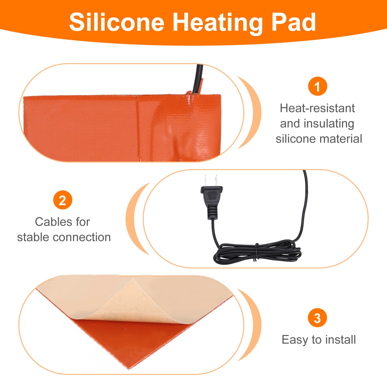 Heater Mat Silicone Heating Pad 120V 250W Heating Pad 127mm x 102mm