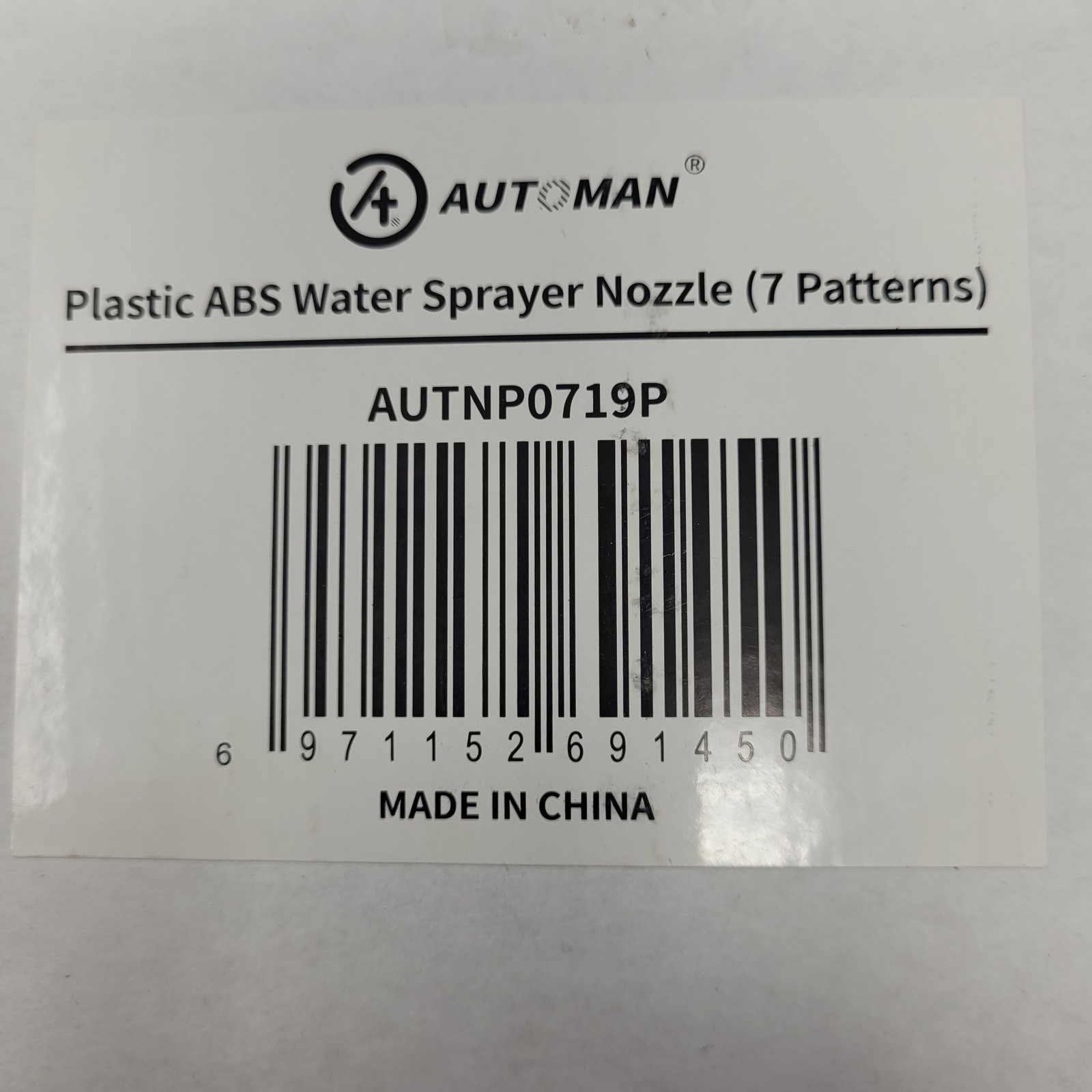 Automan AUTNP0719P ABS Water Sprayer Nozzle, 7 Pattern – NEW