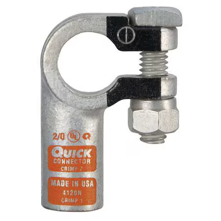 Fusion 4120N Right Elbow Terminal, 2/0 Ga, Orng, Neg