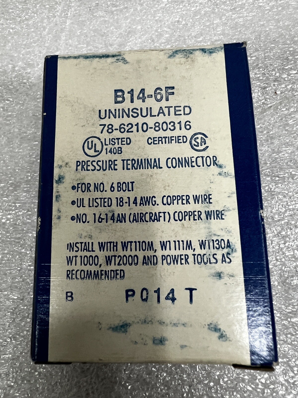 Thomas & Betts Sta-Kon B14-6F 18-14 Awg Non-Insulated Fork Terminal #6 Pk100