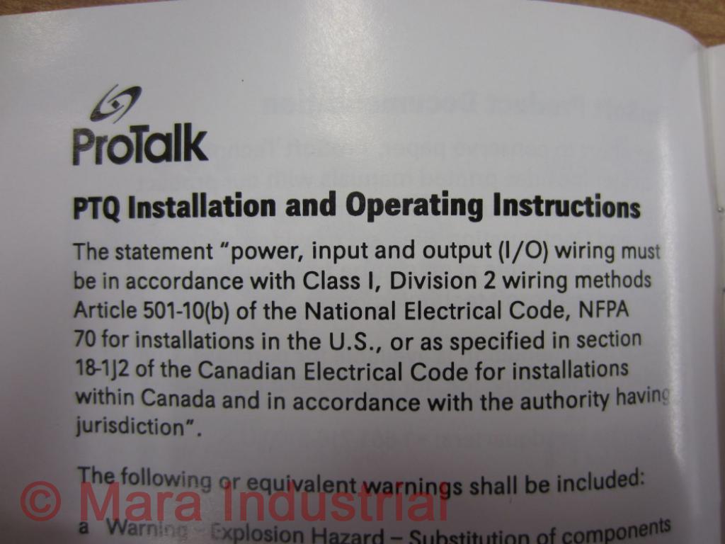 Prosoft PTQ Install/Operation Instructions (Pack of 3)
