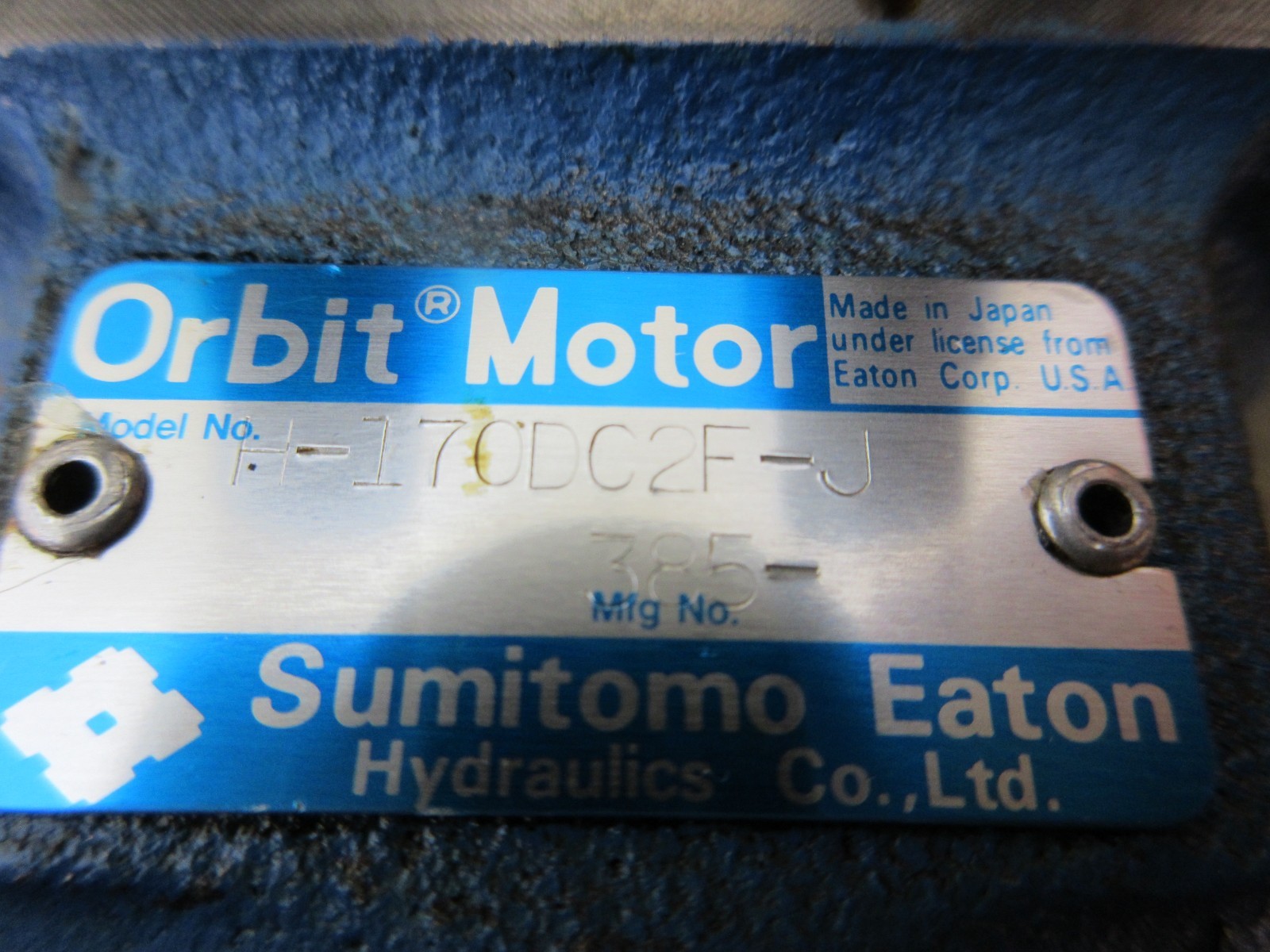 SUMITOMO EATON HYDRAULIC ORBIT MOTOR MODEL H-170DC2F-J FR KITAMURA MYCENTER 3X