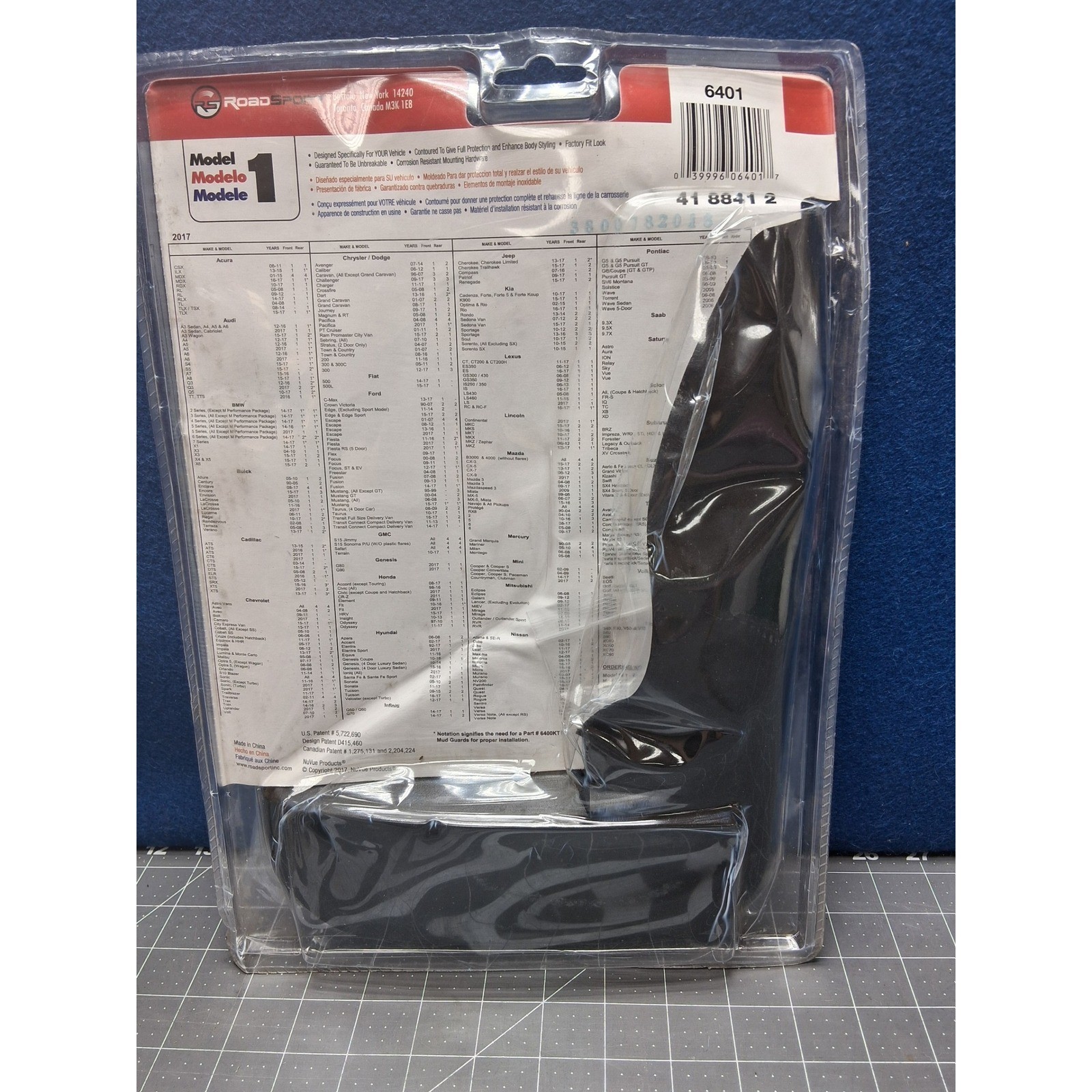 RoadSport Splash Guards Black Pro Fit Model 6401 Contoured Multi Fit Pair