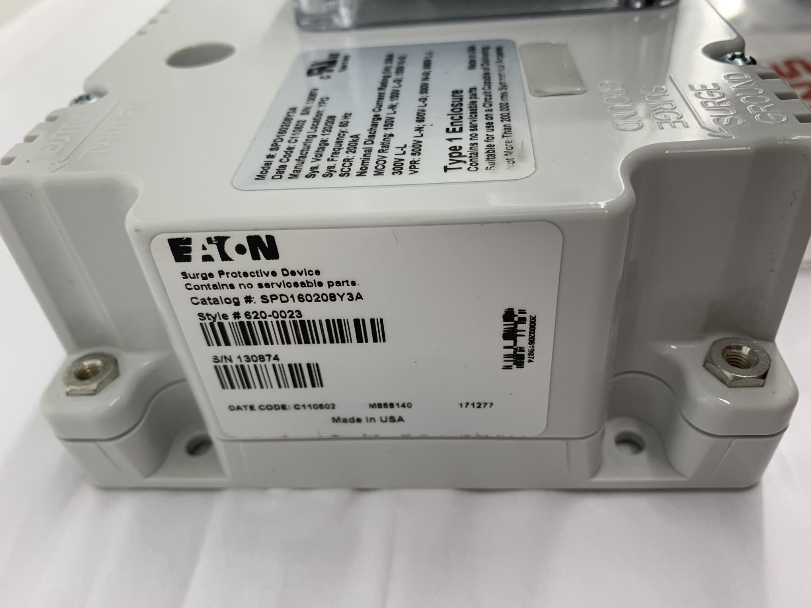 Eaton SPD160208Y3A SPD Series 160kA 120/208V Surge Protection Device SCCR 200kA