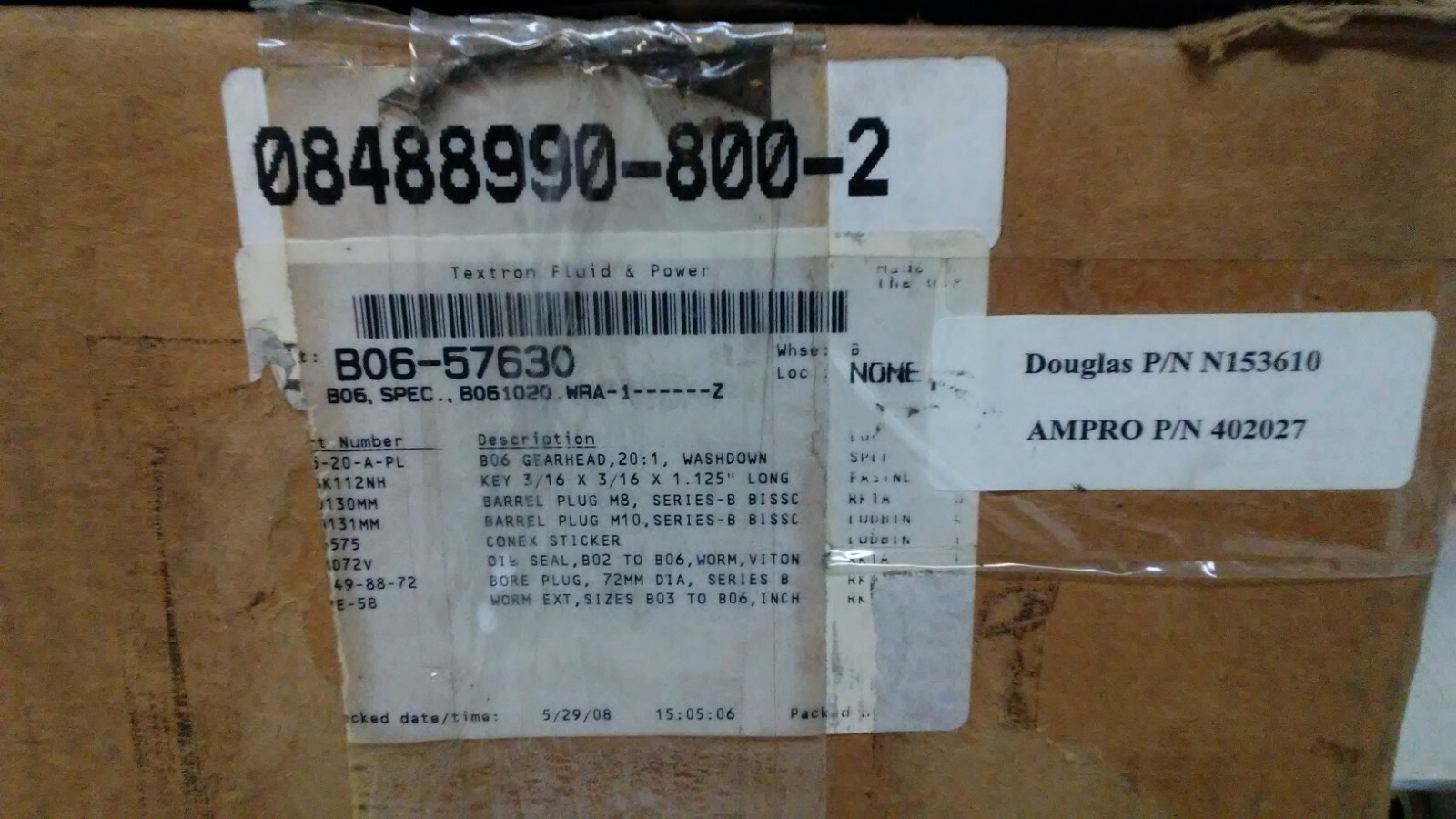 NEW IN BOX! TEXTRON 20:1 CONE DRIVE WORM GEAR B06-57630