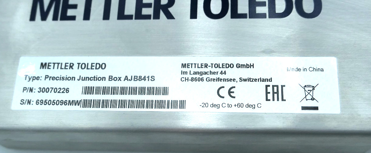 USED METTLER TOLEDO AJB841S Precision Junction Box 316SS