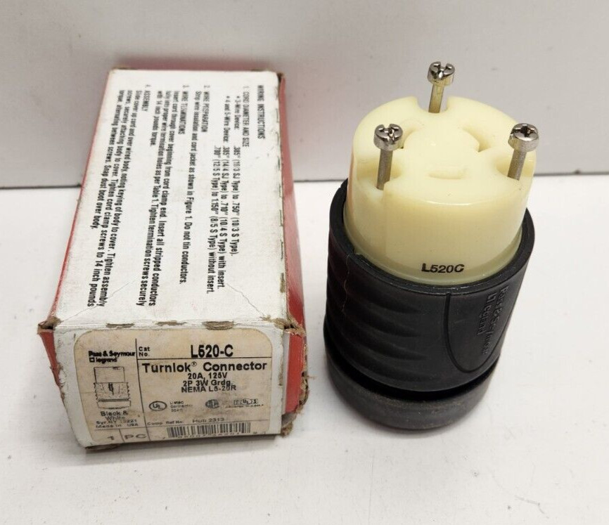 NEW OLD STOCK! PASS & SEYMOUR 20A 125V TURNLOK CONNECTOR L520-C