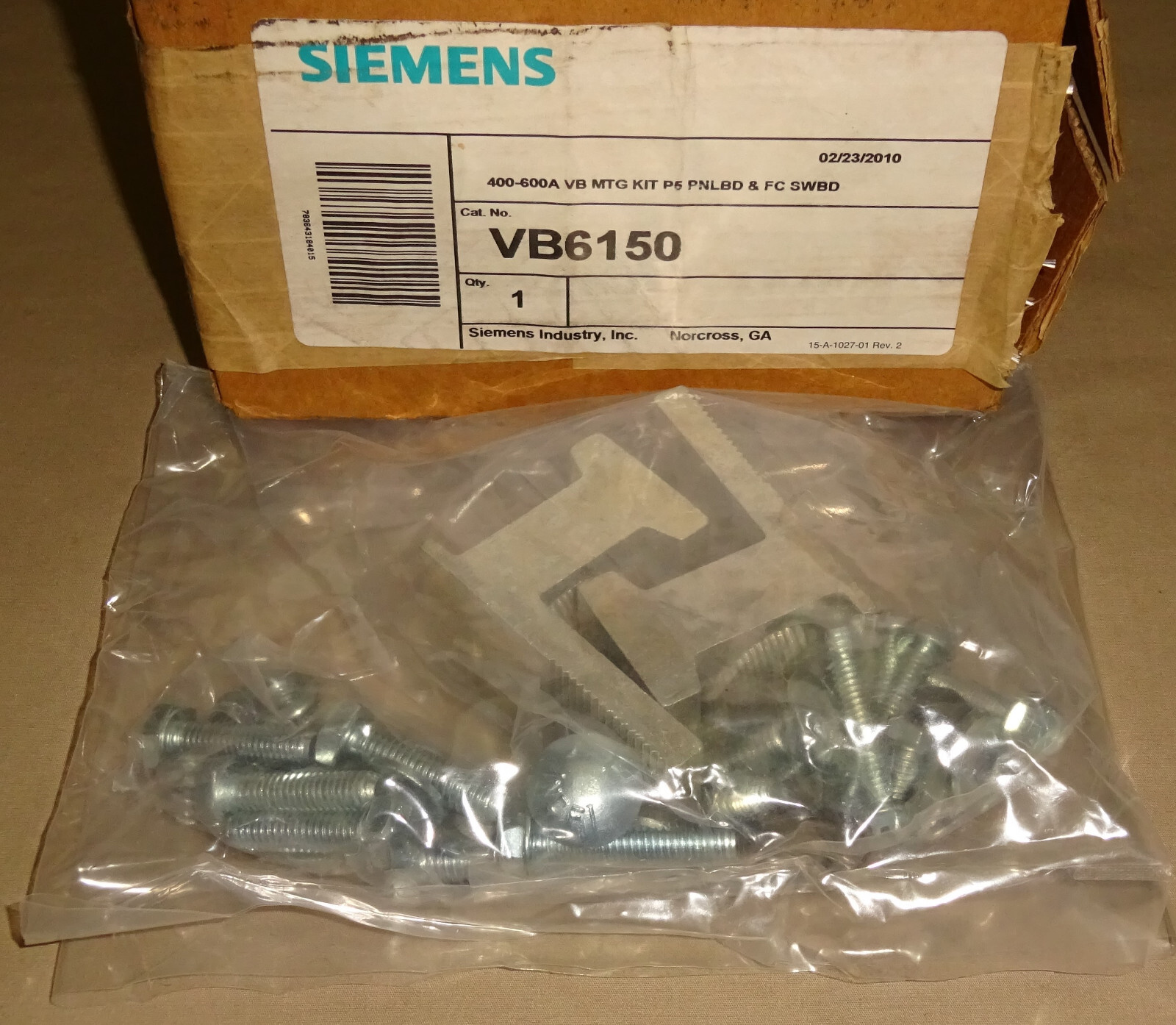 Siemens VB6150 400-600A VB MTG KIT P5 PNLBD & FC SWBD NEW