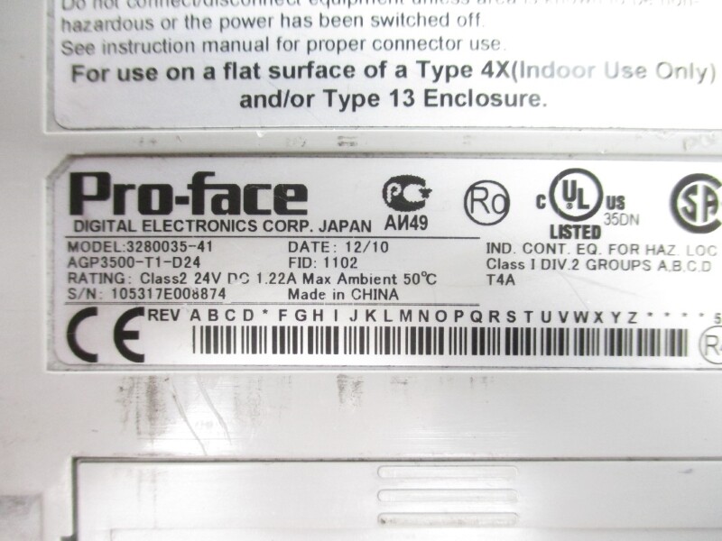 PRO-FACE AGP3500-T1-D24 3280035-41 24VDC 1.22A UNMP