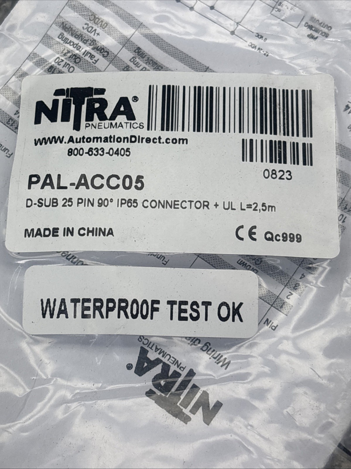 PACK of 3 NITRA PAL-ACC05 D-SUB 25 PIN 90 IP65 8.2ft