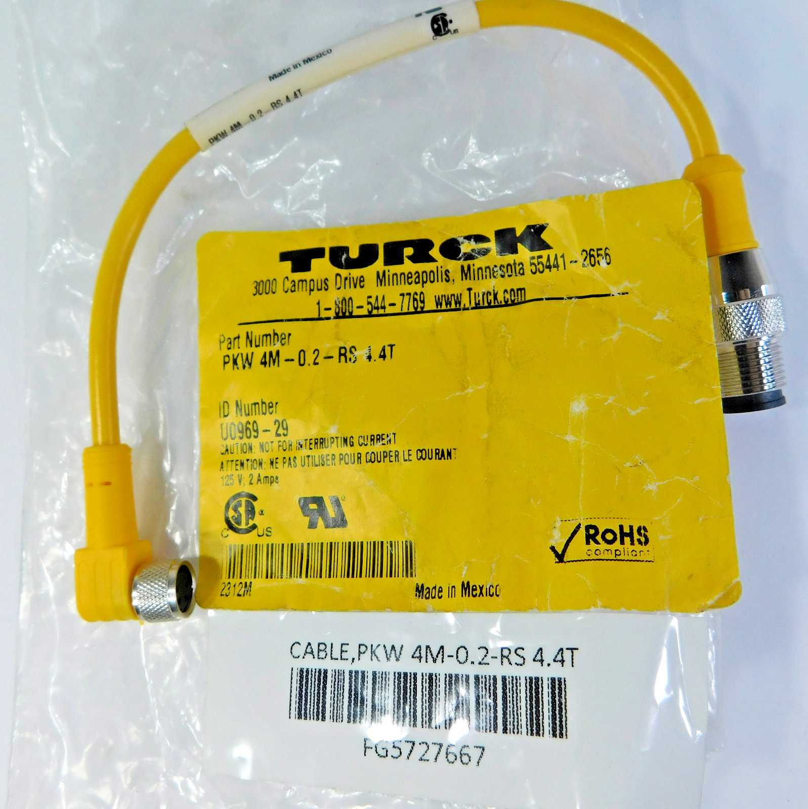 Turck PKW 4M-0.2-RS 4.4T Cordset U0969-29