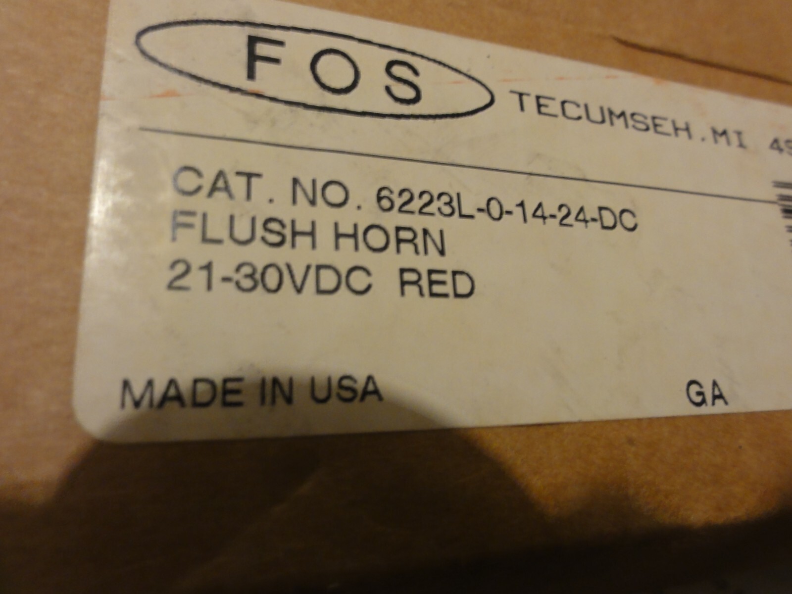 BRAND NEW FOS SIGNALING HORN FLUSH MOUNT 6223L-0-14-24-DC 6220 series RED