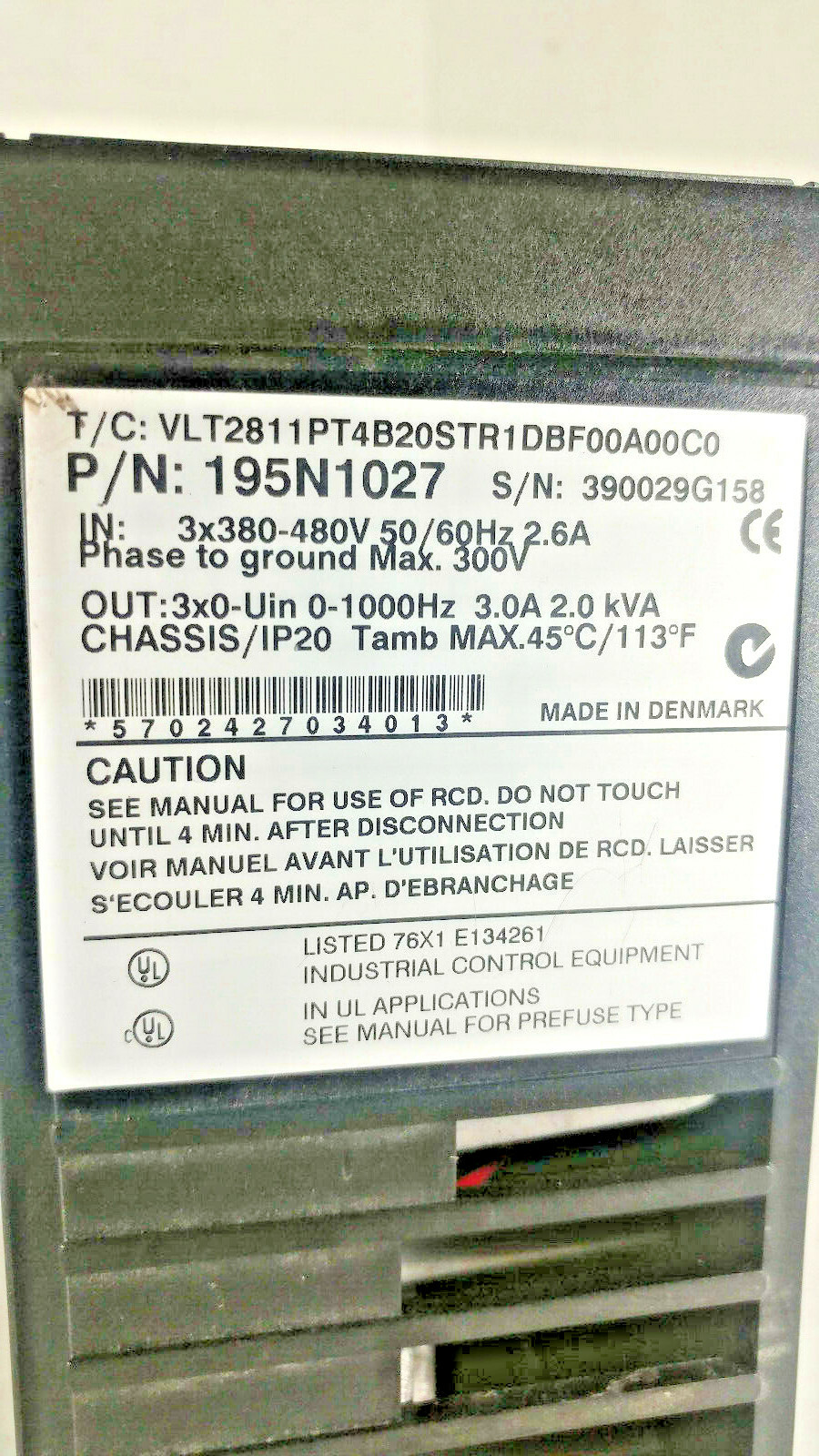1 USED DANFOSS 195N1027 AC INVERTER DRIVE ***MAKE OFFER***