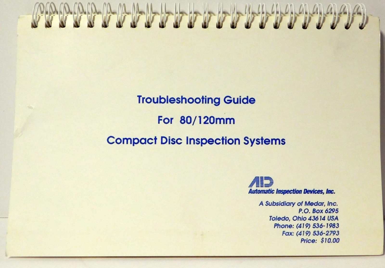AID Troubleshooting Guide For 80/120mm Compact Disc Inspection Systems