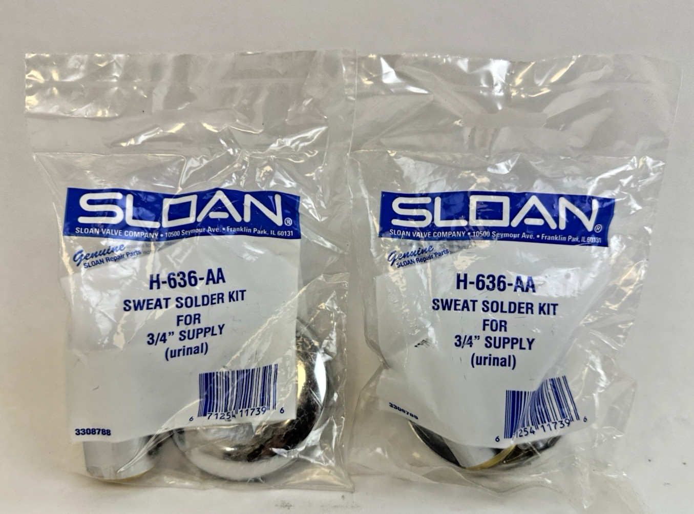 SLOAN H-636-AA SWEAT SOLDER KIT FOR 3/4” SUPPLY (URINAL) LOT OF 2