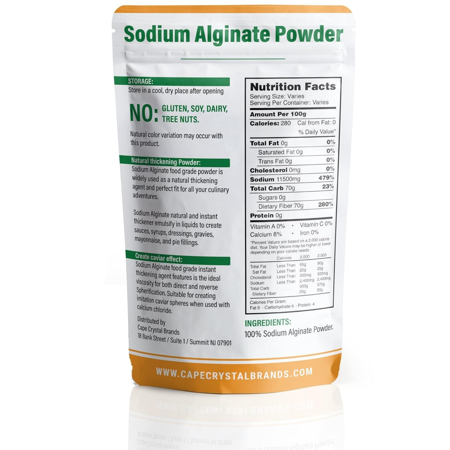 Sodium Alginate 100% Food Grade | Natural Thickening Powder & Gelling Agent for