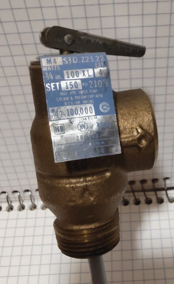 WATTS 100XL 3/4 in. 150 PSI. 210°F RELIEF VALVE USED