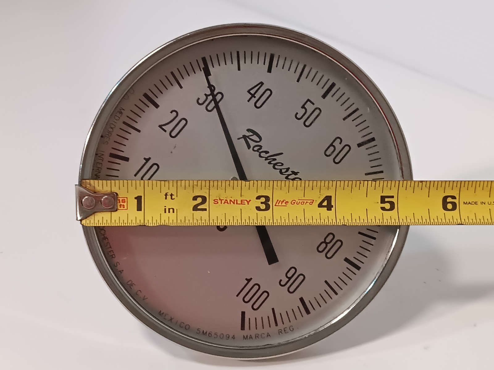 VINTAGE Rochester Centigrade 0-100 Degrees Temperature Gauge, 5″ Dial Face