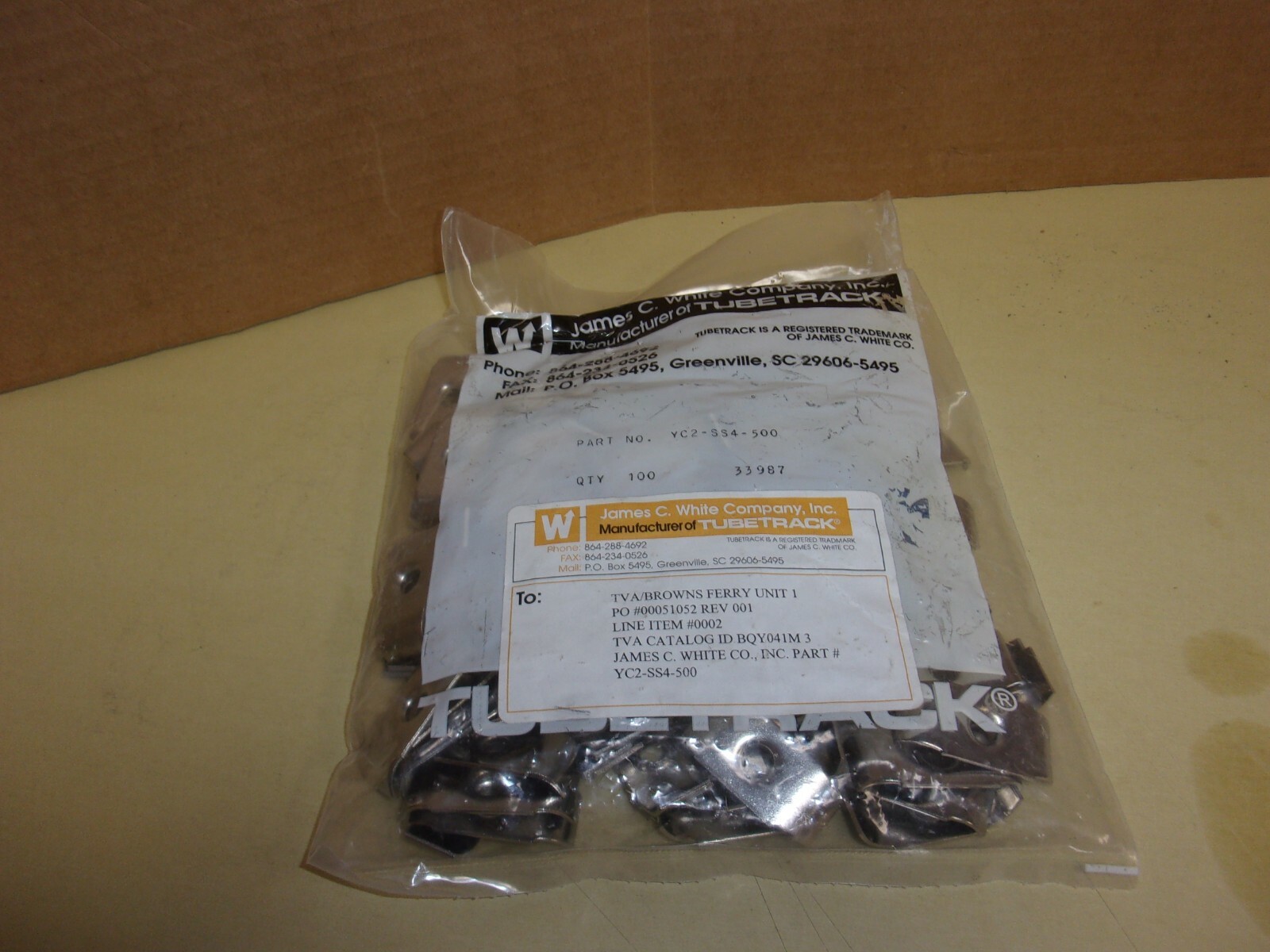 James C White Yoke Clamp YC2-SS4-500 , Bag of 100pcs. , new