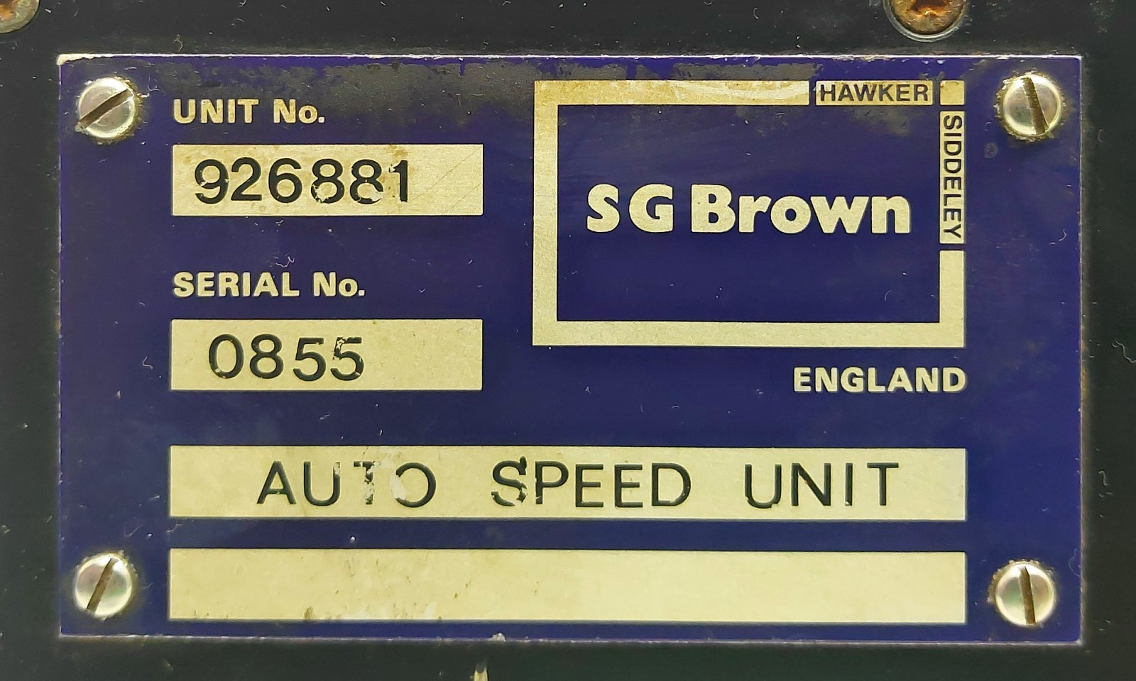 SG BROWN LTD. auto speed control unit 926881