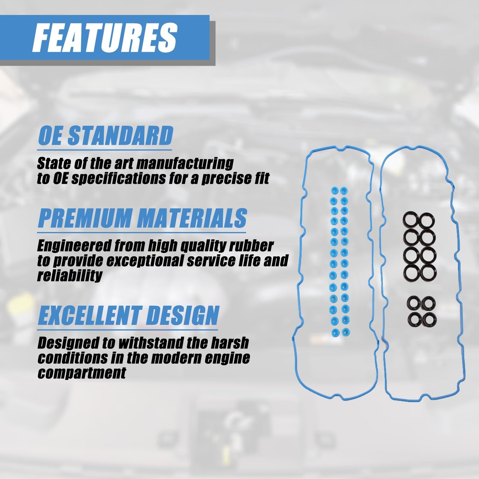 VS50811R Valve Cover Gasket for Ford F150 5.0L 2011-2014, Mustang 5.0L 2011-2…