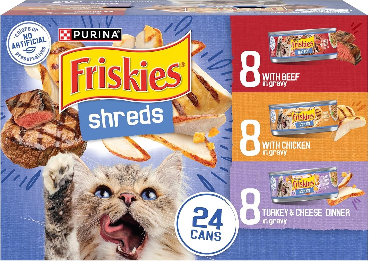 Friskies® Shreds Adult Cat Wet Food – Variety Pack, 5.5 Oz, Pack of 48